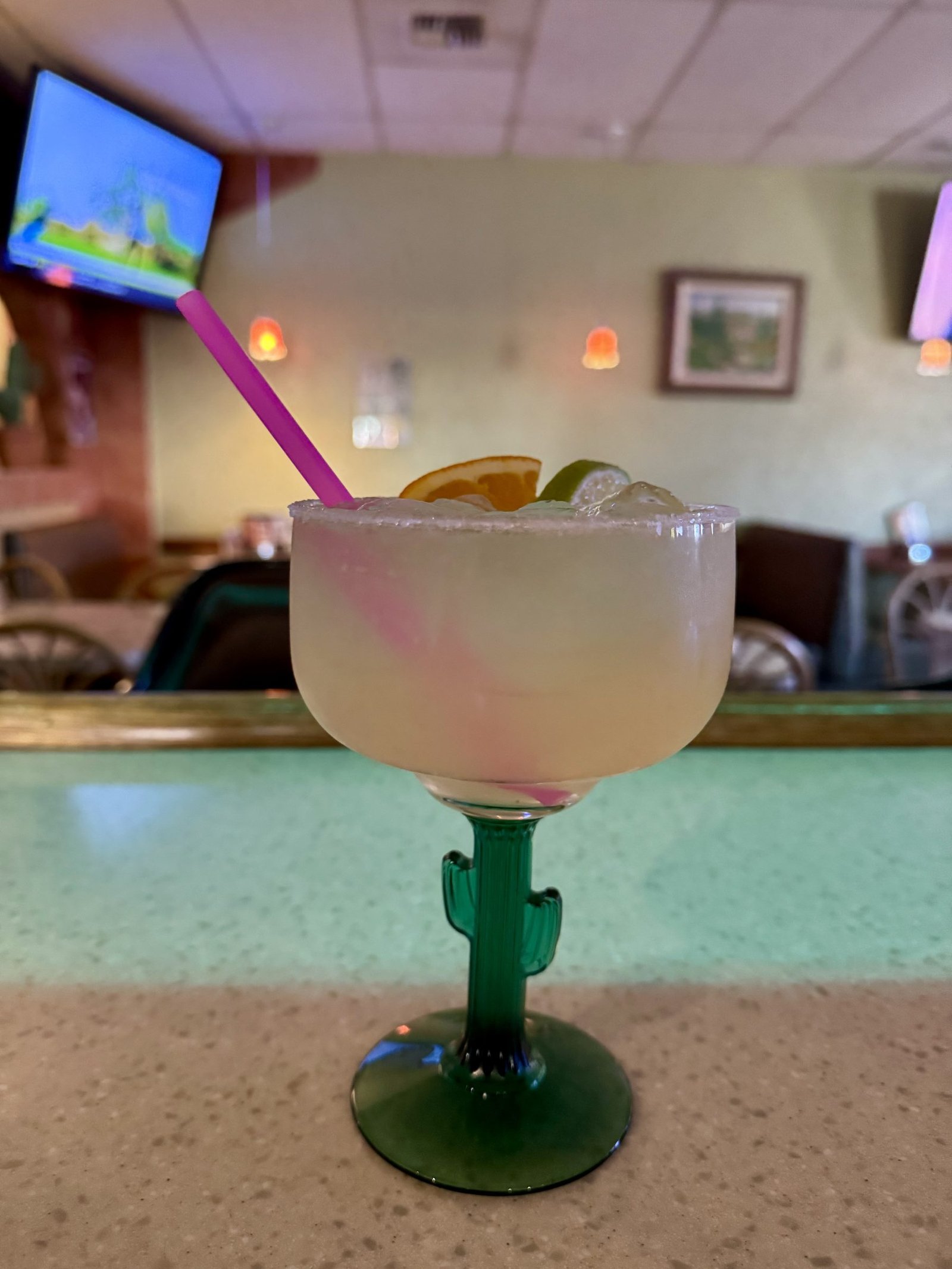 Margarita served at the restaurant bar